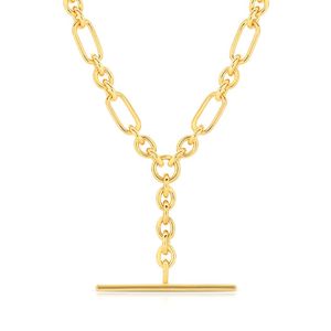 9ct Yellow Gold Figaro 3 in 1 TBar necklace