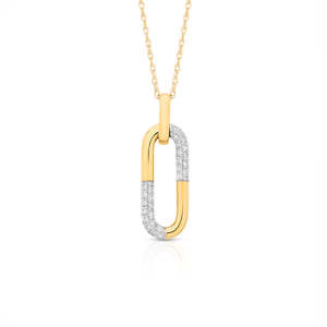 Diamond Set Paperclip Style Pendant TDW=0.12ct