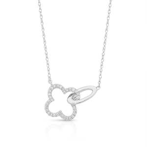 Diamond Necklaces: Diamond Clover Link Necklet TDW=0.09ct