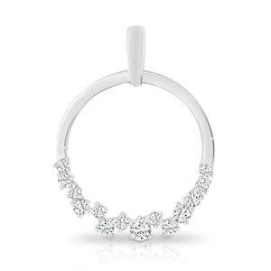 9ct White Gold Circular Diamond set pendan