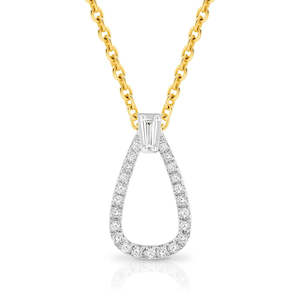 Gold teardrop style diamond pendant TDW=0.10ct