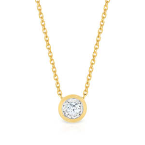 Diamond Necklaces: 9ct Gold Diamond Necklace 45cm
