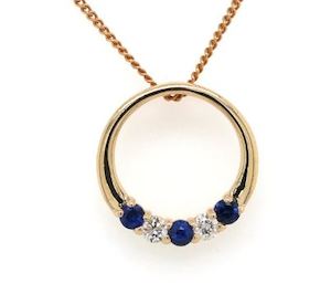 9ct Yellow Gold Family Pendant Sapphire and Diamond