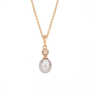 9ct Rose Gold Lavender Pearl and Morganite Drop Pendant