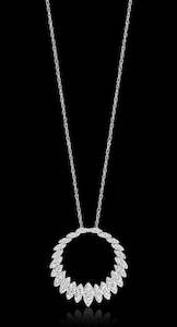 White Gold Necklaces: 9ct White Gold Diamond Set Wreath Pendant on Chain