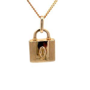 Yellow Gold Necklaces: 9ct Yellow Gold Padlock Pendant