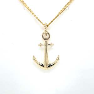 Yellow Gold Necklaces: Anchor Pendant in Gold
