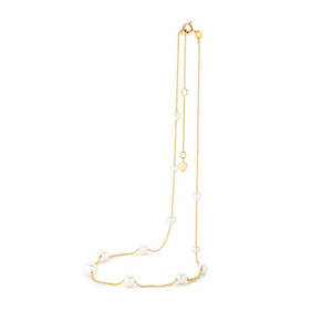 Yellow Gold Necklaces: Ethereal Pearl Necklace in 9ct Yellow Gold & FWP