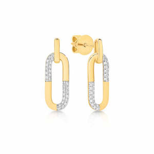 Diamond Set Paperclip Style Drop Studs