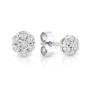 Diamond Earrings: Diamond Cluster Stud Earrings TDW=0.25ct