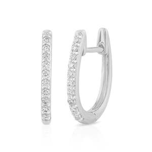 Diamond Earrings: White Gold Diamond Set Huggie Earrings