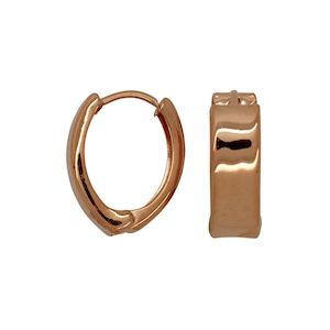 Rose Gold Earrings: 9ct Rose Gold bonded on silver wide oval huggie