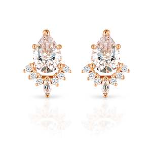 Rose Gold Earrings: Pear Shaped CZ Studs