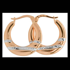Rose Gold Earrings: 9ct Rose Gold Silver Filled Hoops With Diamond Cut Design