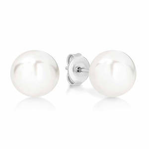 Silver Earrings: Sterling Silver Shell Based Pearl Studs