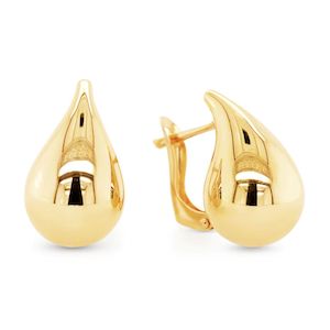 Yellow Gold Earrings: 9ct Yellow Gold Bonded on silver teardrop earrings