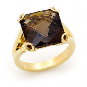 9ct Yellow Gold Smokey Quartz Dress Ring