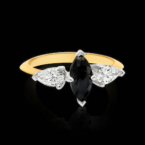 Engagement Rings: Marquise Black and Pear Shape Diamond Ring