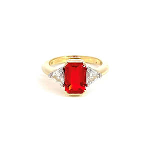 Engagement Rings: Mexican Fire Opal and Diamond Ring