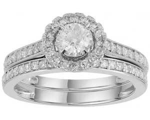 Diamond Set Engagement and Wedding Rings Total Diamond Weight = 0.75ct