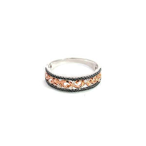 White & Rose Gold Diamond set band