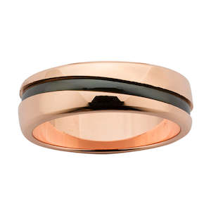 Rose Gold Rings: 9ct Rose Gold band with Zirconium inlay