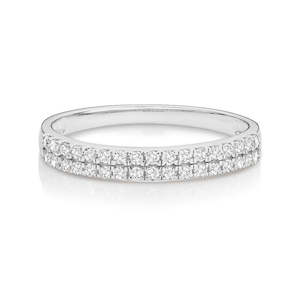 White Gold Rings: Double Row Diamond Set Band