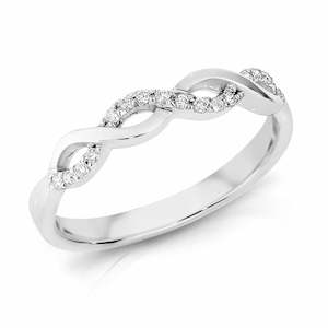 White Gold Rings: Diamond Anniversary Ring TDW=0.11ct