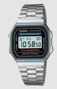 Casio: Classic silver digital Casio watch 50 meter water resistance