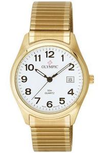 Olympic Mens Gold Classic Expanding Bracelet Swiss Movement