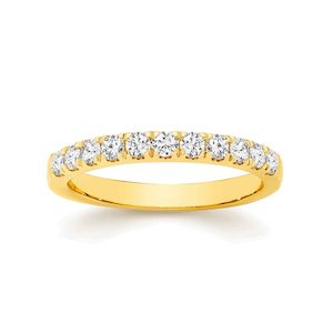 Diamond Rings: 18 carat yellow gold claw set lab diamond wedder tdw=0.50ct h/vs