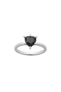 KAREN WALKER CUPID'S HEART RING SILVER ONYX