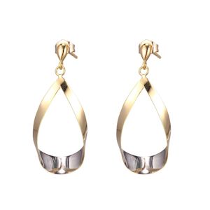 White Gold Earrings: 9ct Yellow Gold open pear shape ribbon drop on stud.