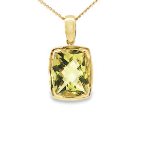 8.3ct 15x12mm Cushion Cut Lemon Quartz set in 9ct Yellow Gold