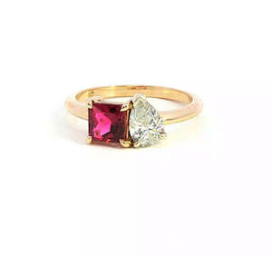 Toi Et Moi Pink Tourmaline and Diamond Ring