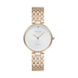 Womens Watches: Diamond set ladies rose gold Obaku