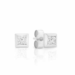 Square Diamond Set Studs TDW=0.12ct