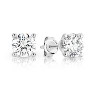White Gold Earrings: Lab Grown Diamond Studs TDW=2ct in 9ct White Gold