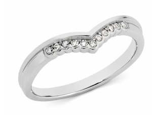 Wedding Rings: 9ct White Gold Wishbone Diamond Set TDW=0.10ct