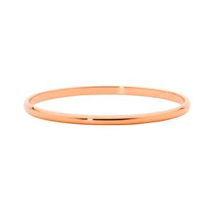 3mm stainless steel bangle with Rose Gold plating, inside diameter 68mm.