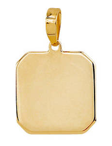 Worth And Douglas: 9ct Y/G plain square pendant on GP display chain.