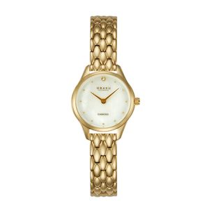 Obaku Watches: Gold plated Diamond set Obaku Mother of pearl dial