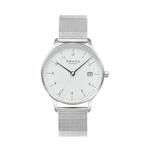 Full fig, white dial and date S/steel mesh strap