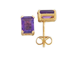 Amethyst: Octagonal Amethyst Studs