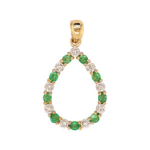 Emerald: Emerald and Diamond Tear Drop Pendant