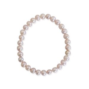Bracelets And Bangles: 6.7mm Natural Freshwater Pearl Elastic Bracelet