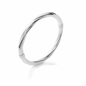Sterling Silver Twist Hinged Bangle