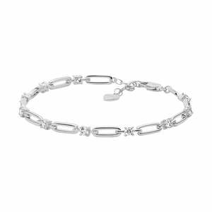 Bracelets And Bangles: Sterling silver 17cm bracelet + extension chain 3.5mm CZ.