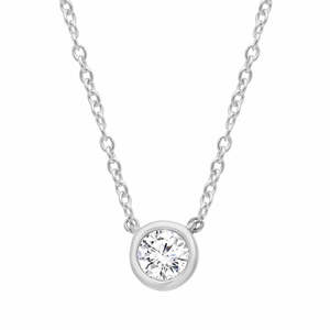 Necklaces And Pendants: Bezel Set Lab Grown Diamond Necklace