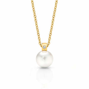 Pearl Drop with Diamond on 45cm Chain